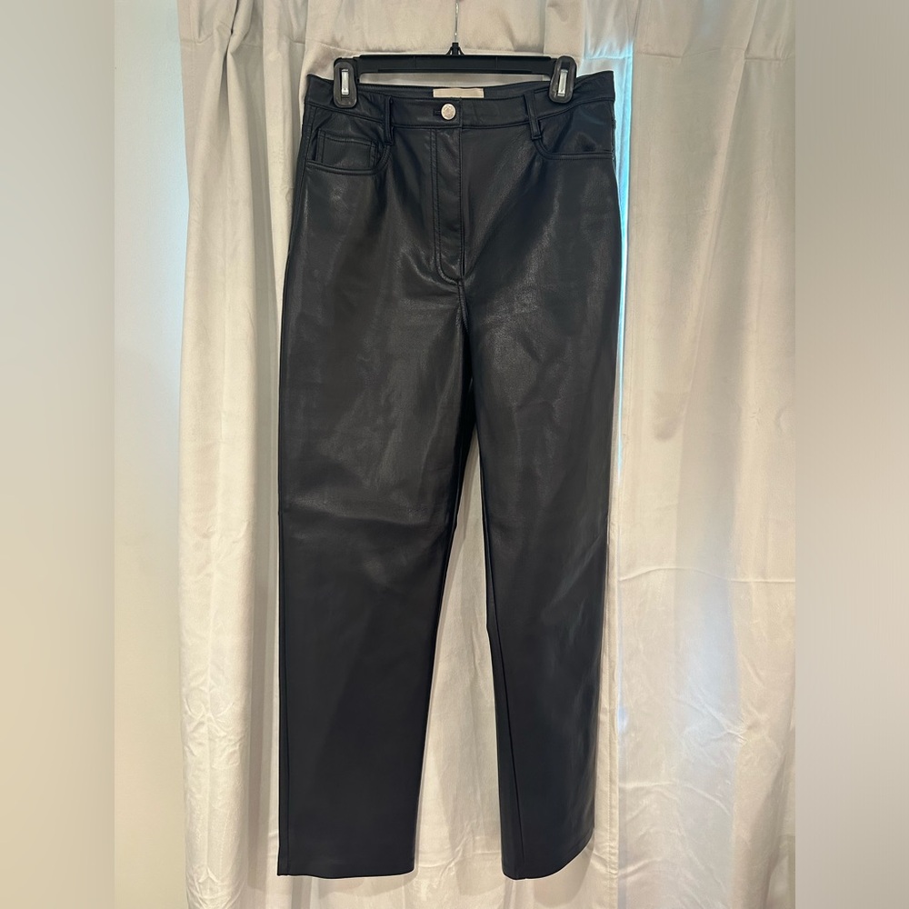 Aritzia Navy leather melina pant